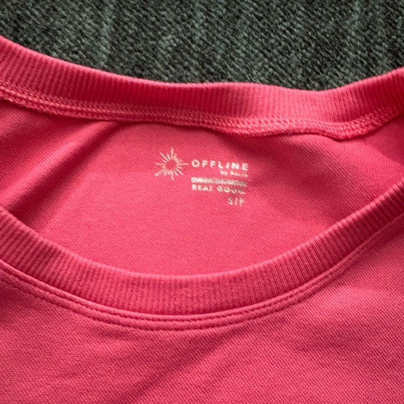 Pink AERIE Short Sleeve Crop Top - Picture 3 of 3